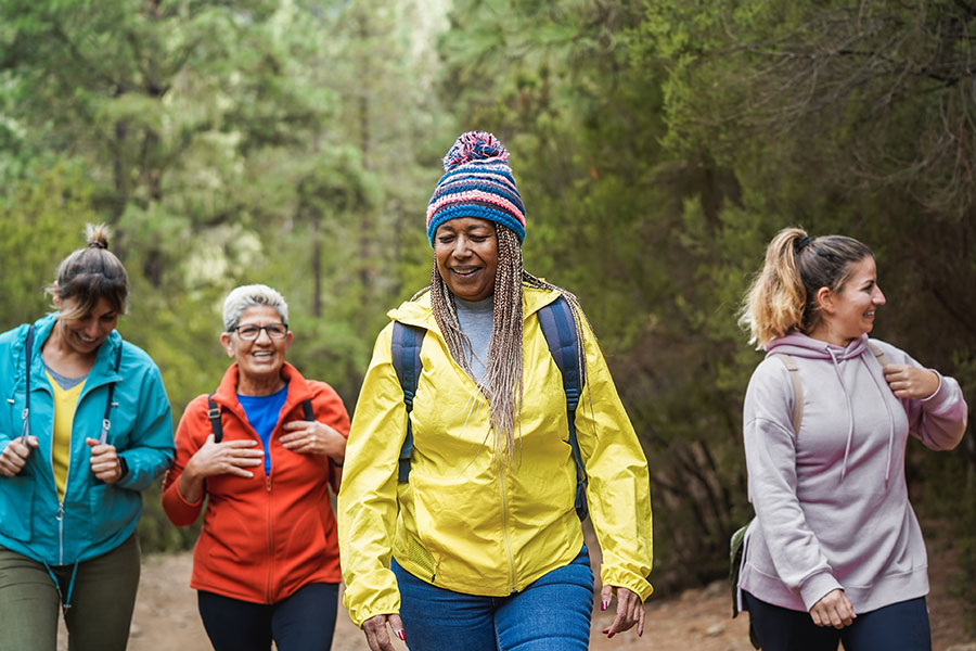 middle aged women hiking
