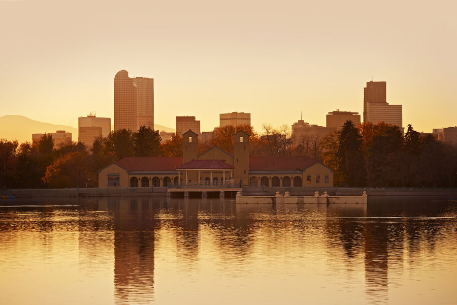 Denver City Park at sunset Denver City Park at sunset